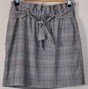 Express Skirt Womens Plaid Y2K Dark Academia Preppy Paper Bag Belted